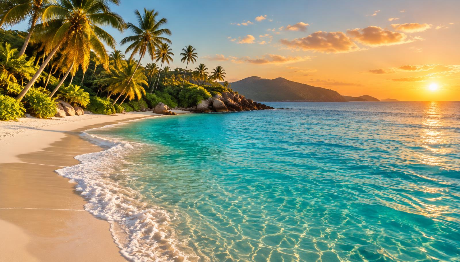 Praia tropical de águas turquesa
